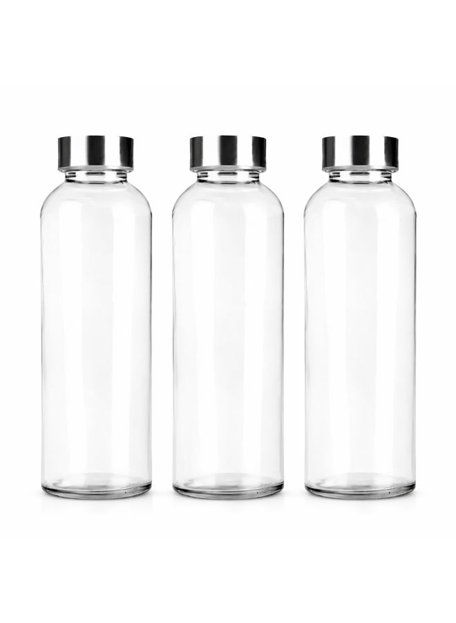 Luxoraq Juice Bottles - 300ml Wide Mouth Glass Water Bottles with Lids - Leakproof, BPA-Free, Stainless Steel Caps for Juicing, Smoothies, Infused Water, Beverages - Reusable 10oz Bottles for Travel (Pack of 3) - Image 1